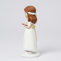 Figura torta di comunione ragazza in abito bianco e bibbia 13 cm.