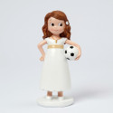 Figura torta per comunione ragazza con pallone da calcio 13 cm.
