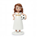 Figura torta per comunione ragazza con pallone da calcio 13 cm.