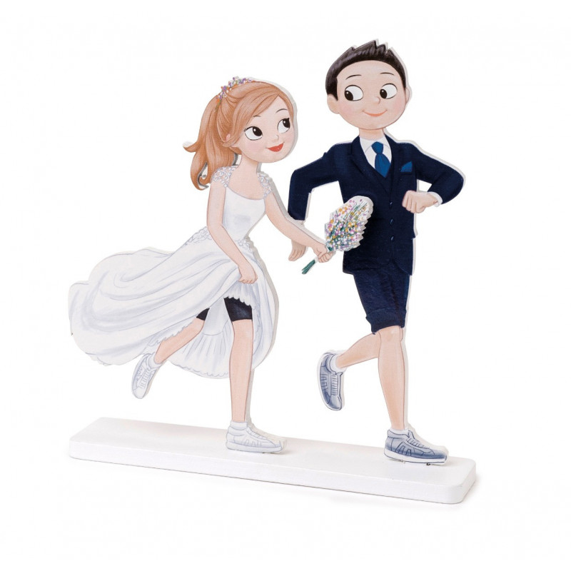 Figura di torte in legno sposi corridori di running