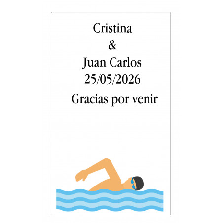 Adesivo grande personalizzato con motivo di nuoto e testo