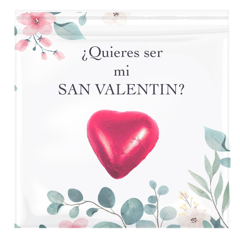 Biglietto di San Valentino personalizzato con un cuore di cioccolato