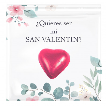 Biglietto di San Valentino personalizzato con un cuore di cioccolato