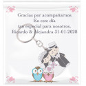 Portachiavi sposi novelli con carta personalizzata