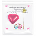 Spilla da sposa con biglietto personalizzato e cuore di cioccolato
