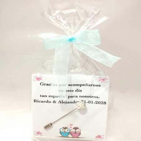 Pacchetto di 40 spille da sposa con scheda personalizzabile
