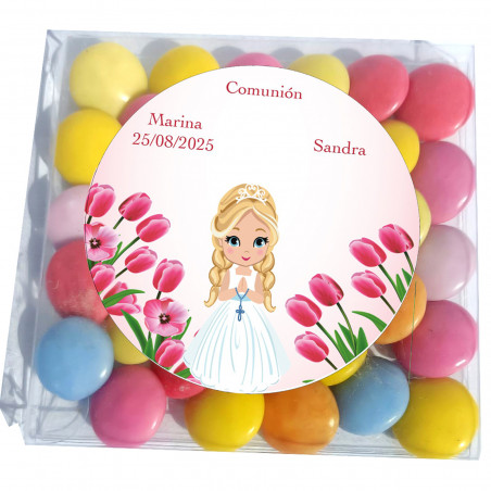 Lacasitos in una scatola di presentazione personalizzata per la comunione