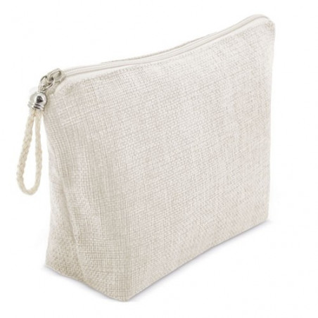 Beauty case da donna bianco con sacchetto regalo e adesivo personalizzabile con testo e foto