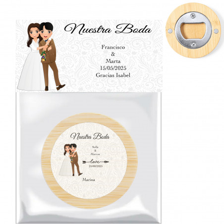 Apribottiglie personalizzato per presentazione matrimonio