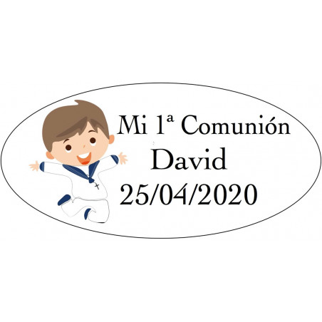 Portachiavi a forma di croce per bambino della comunione con adesivo personalizzato presentato in una scatola