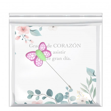 Spilla personalizzata a forma di farfalla con biglietto