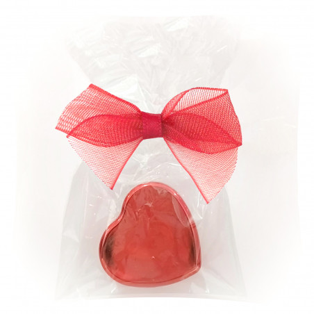 Confezione da 40 lucidalabbra a forma di cuore presentati in un sacchetto di cellophane e fiocco