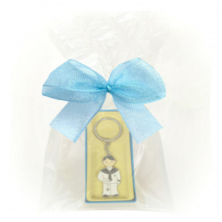 Confezione da 40 portachiavi comunione bambino in astuccio blu