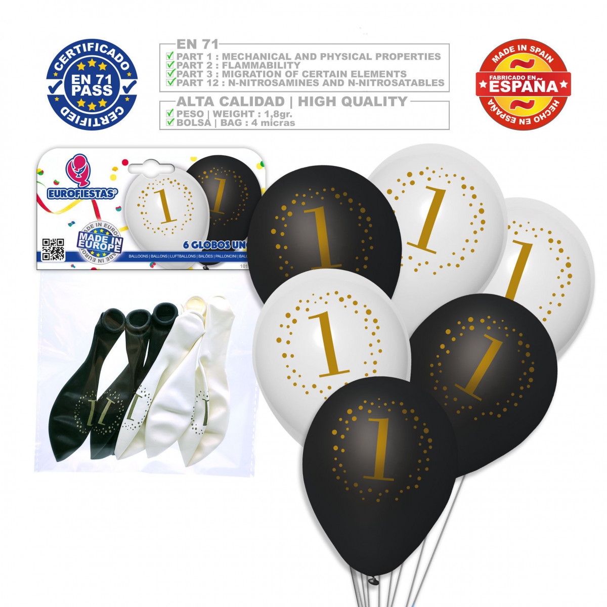 "Globos stampati 1 bianco nero"