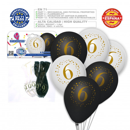 Palloncini stampati 6 bianco nero
