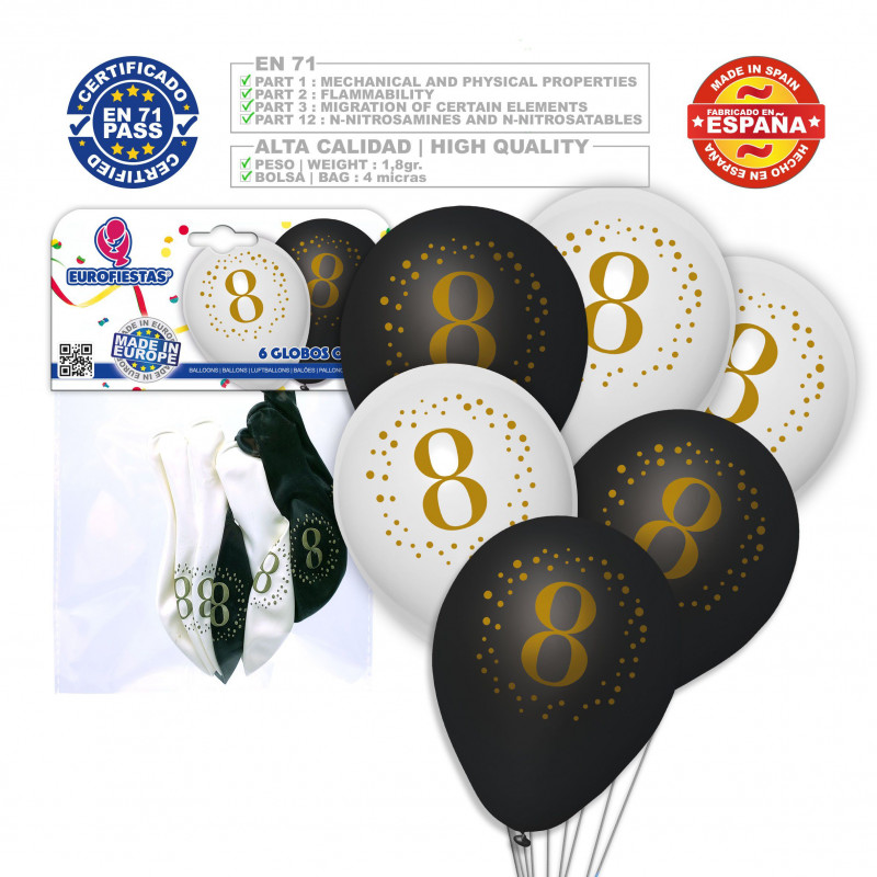 Palloncini stampati 8 bianco nero