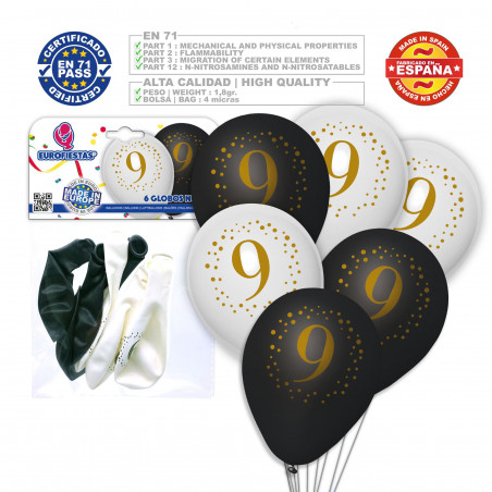 Palloncini stampati 9 bianco nero