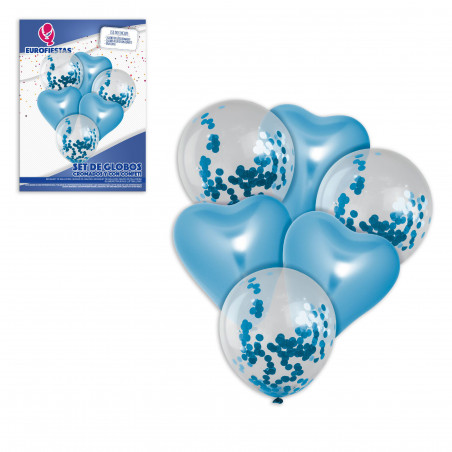 Set di palloncini cromati a cuore blu