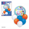 Set palloni happy birthday blu arancione