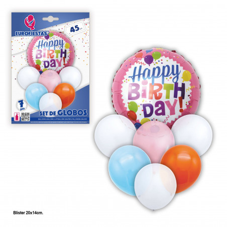 set palloncini blu bianchi buon compleanno