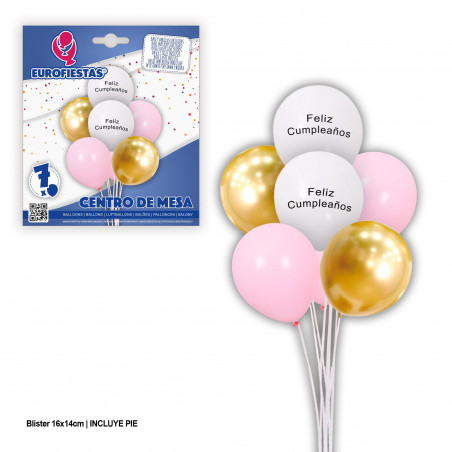 set palloncini poliammide buon compleanno oro rosa