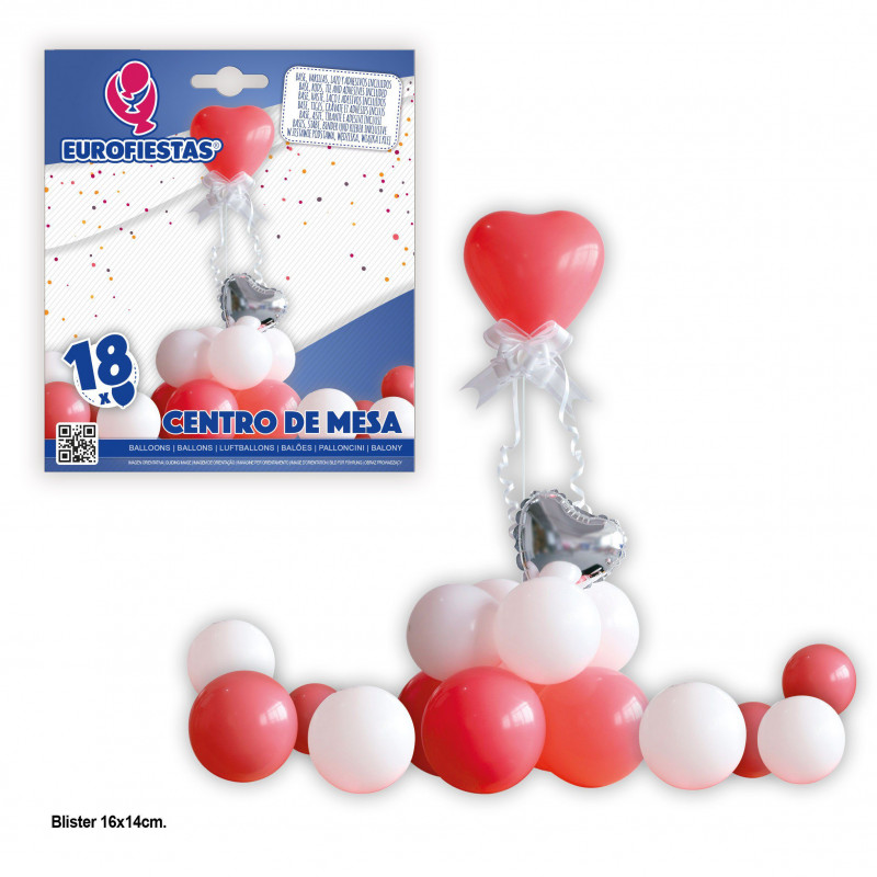 Set di palloncini a forma di cuore rossi e bianchi