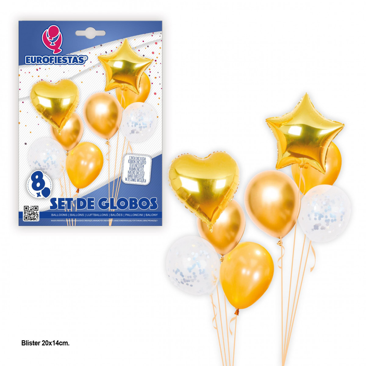 Set di palloncini a forma di cuore e stella d'oro