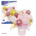 Set di palloncini con vaso rosa.