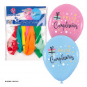 Globos 6 stampati colori felice compleanno con pois