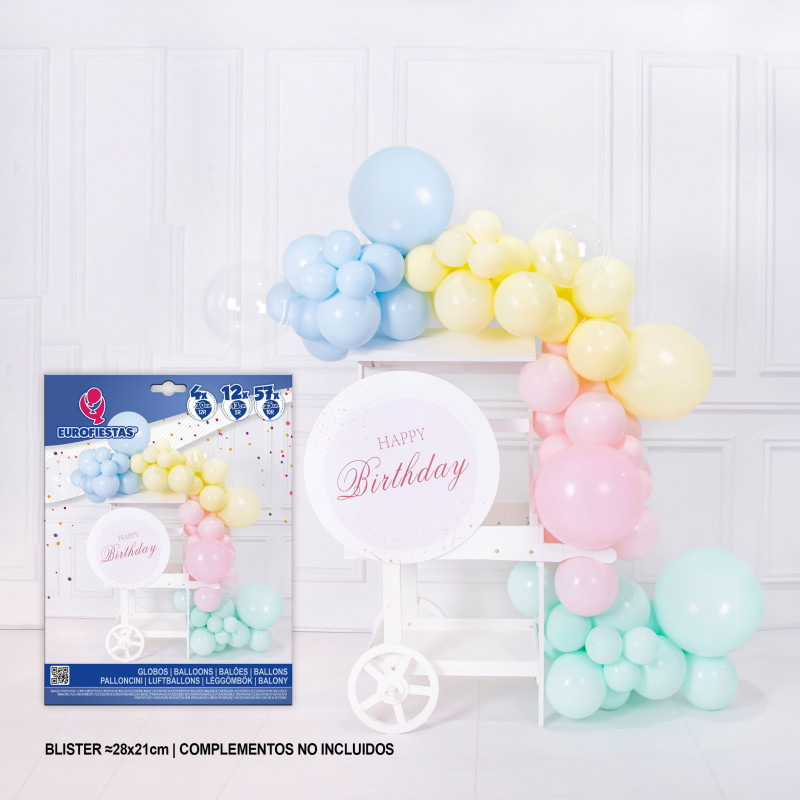Set organico palloni pastello con palloni trasparenti