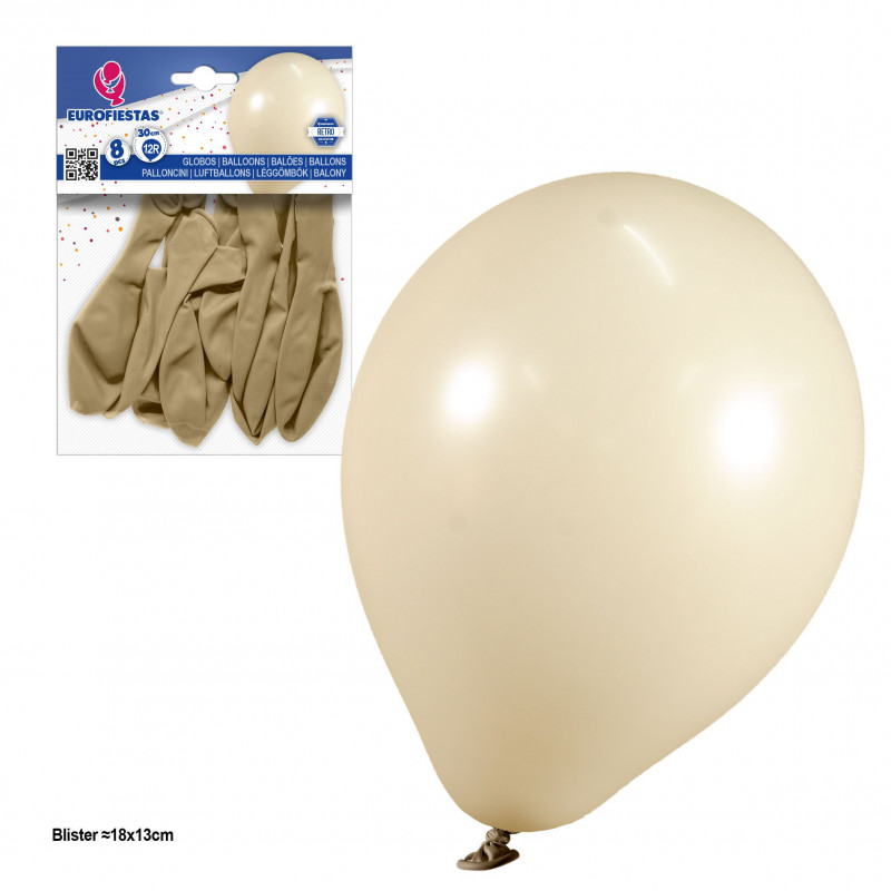 Palloncini 12r 2 8g 8pcs retro bianco sabbia