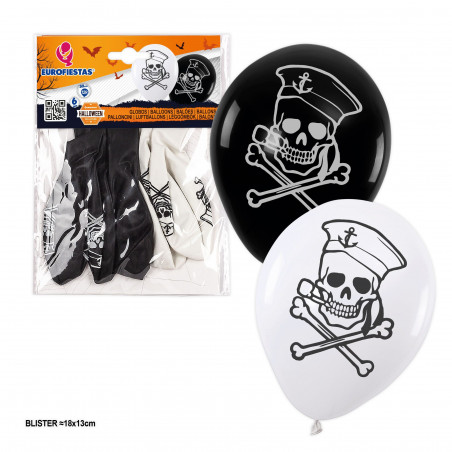 Palloncini di Halloween 6 pezzi teschio marinaio