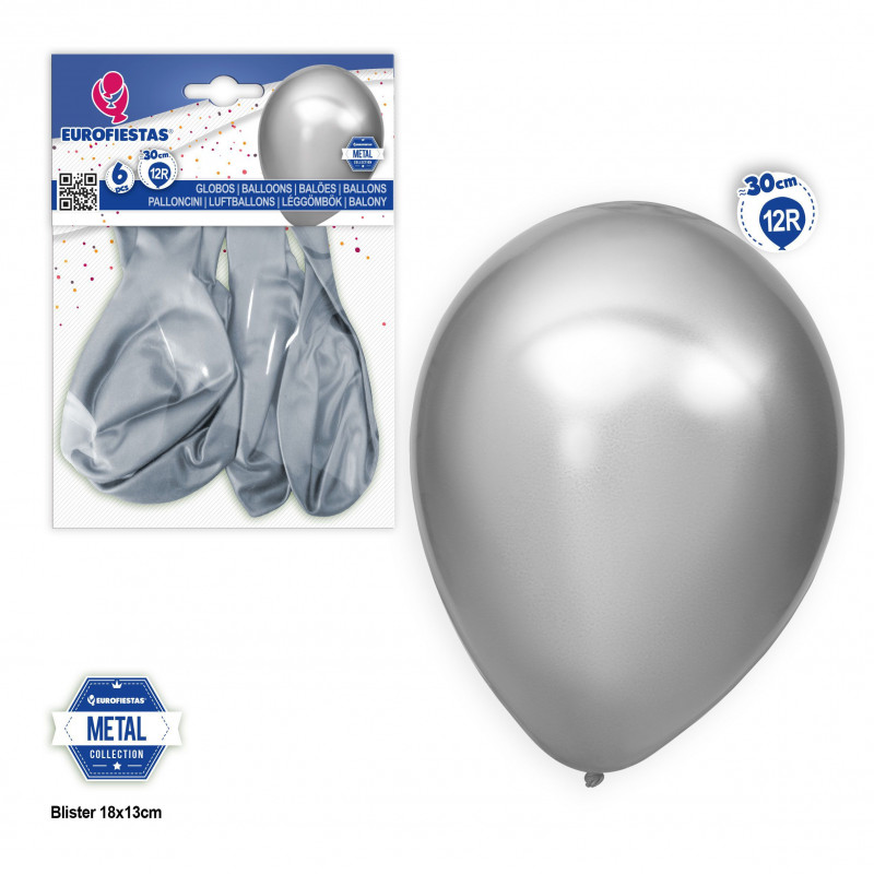 Globos 12r 6 pezzi metallo argento