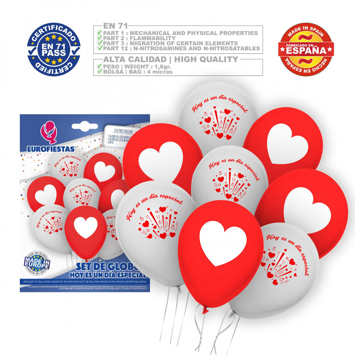 Set palloncini giorno speciale rosso bianco