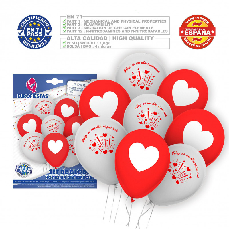 Set palloncini giorno speciale rosso bianco