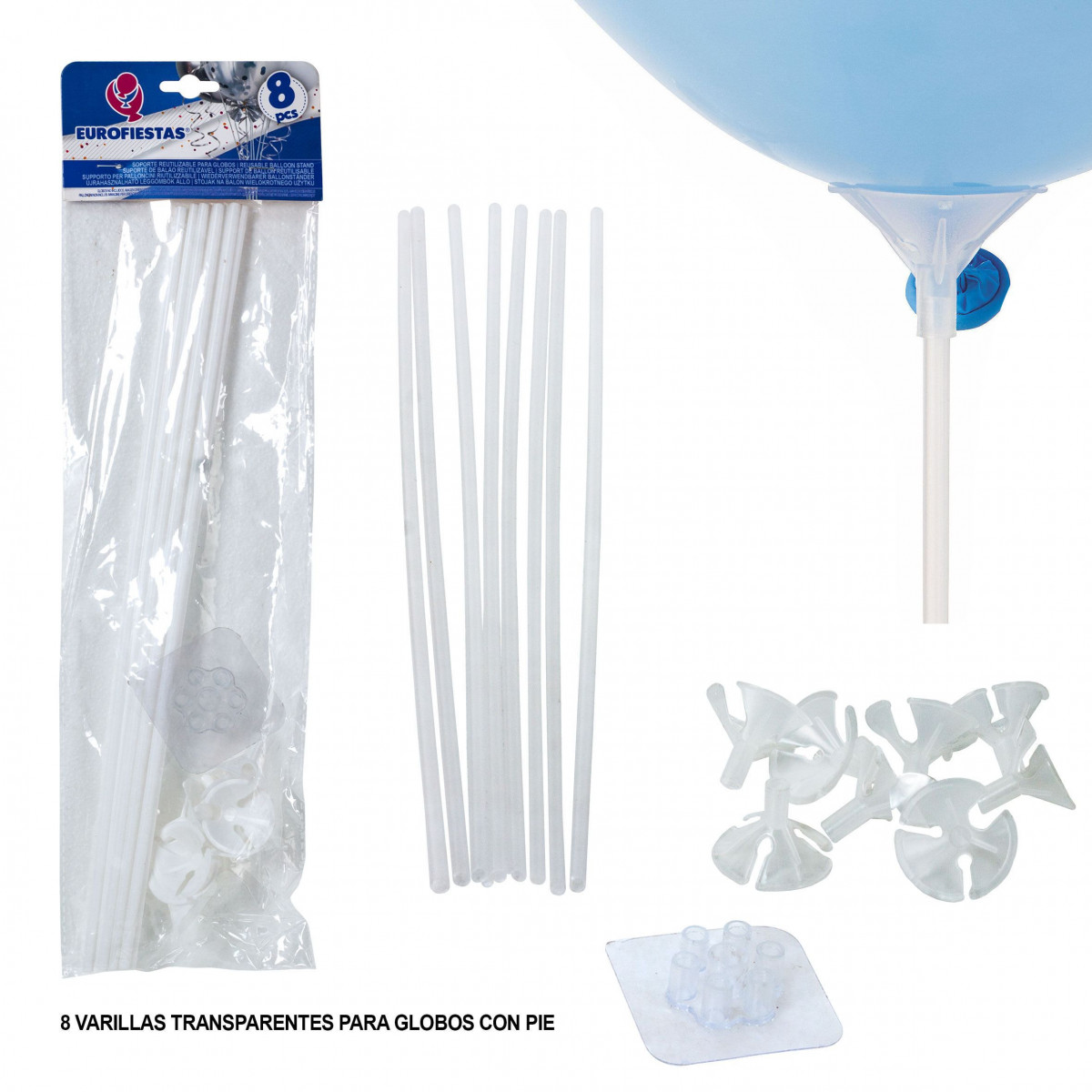 Supporto per palloncini con base trasparente 8 pezzi