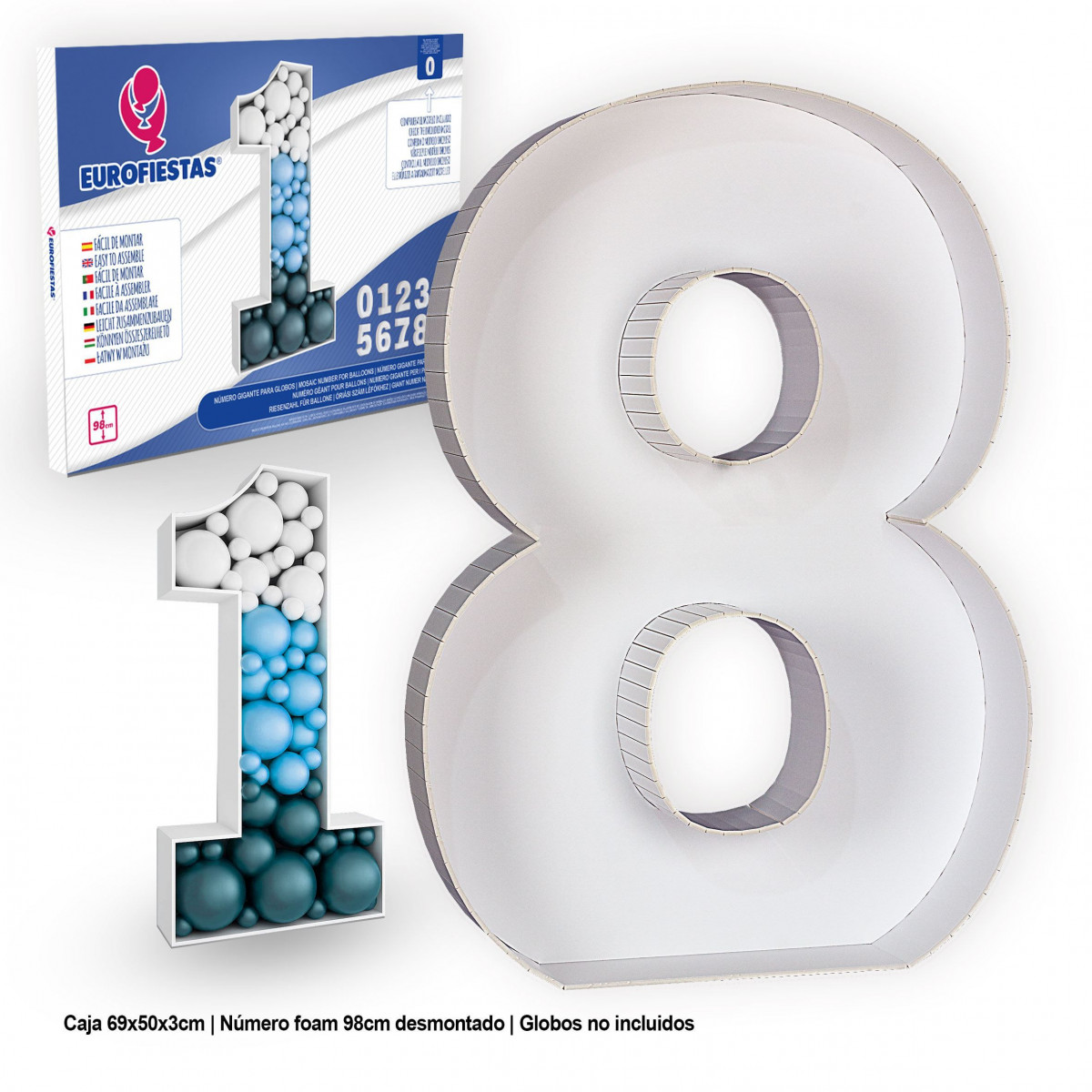 Struttura in foam per palloni giganti numero 8.