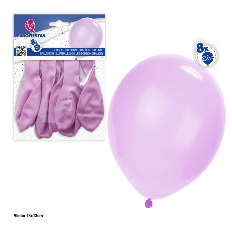 Palloncini 10r 8pz lilla pastello