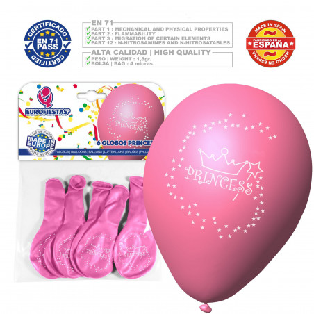 Palloncini colori assortiti 9r princess stampati 6 unità