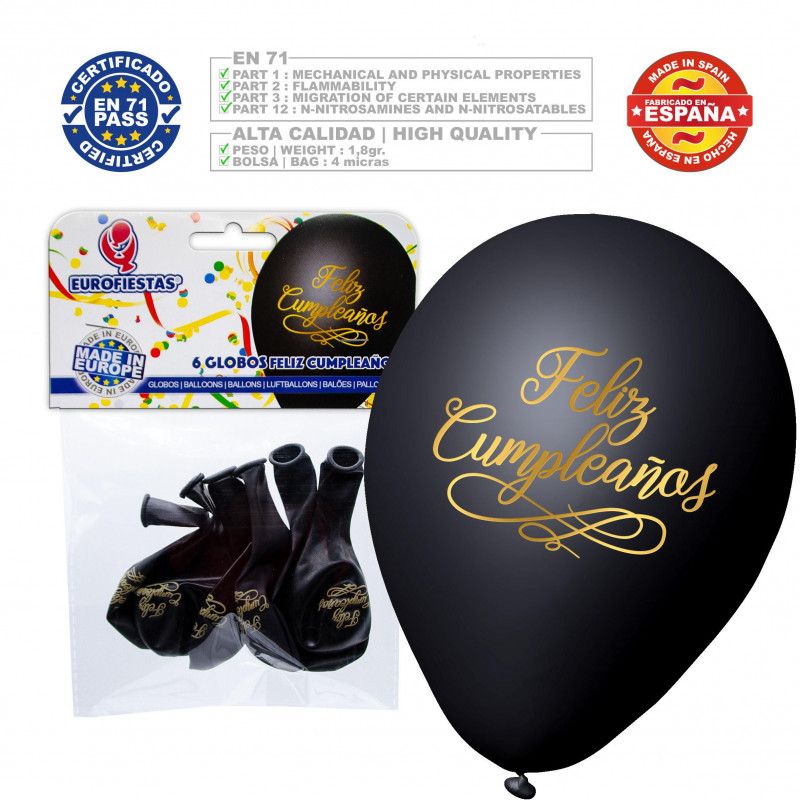 Palloni neri buon compleanno oro