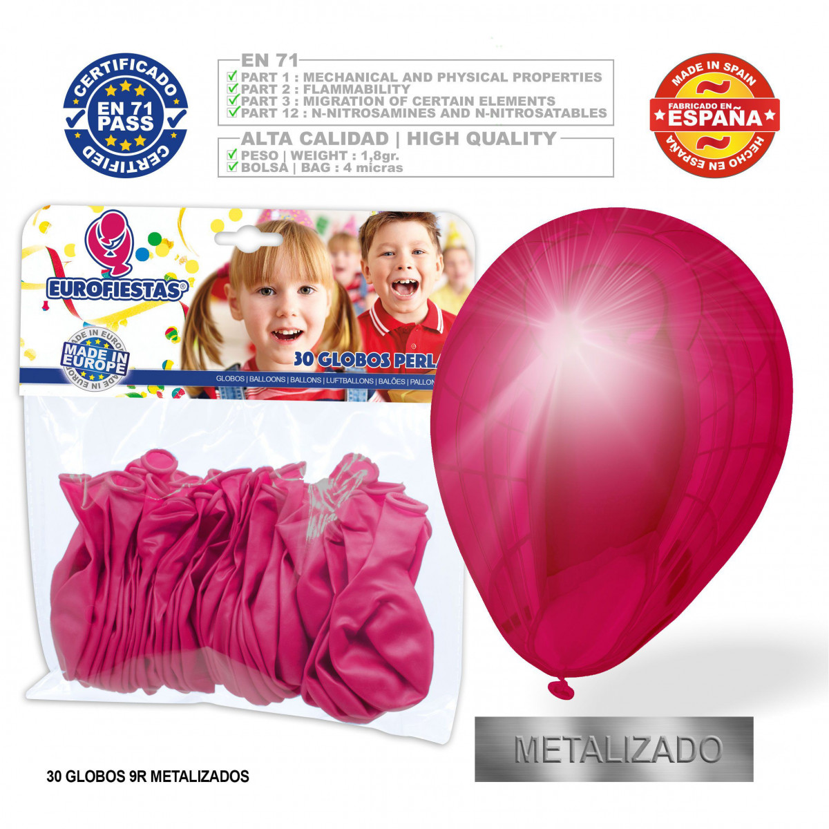 Palloncini rosso ciliegia metal 30u