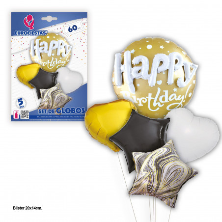 Impostare palloncini buon compleanno cuori e stelle