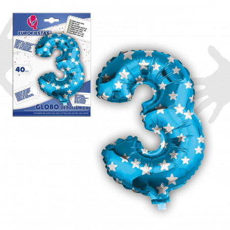 Globo foil 3 blu 40cm