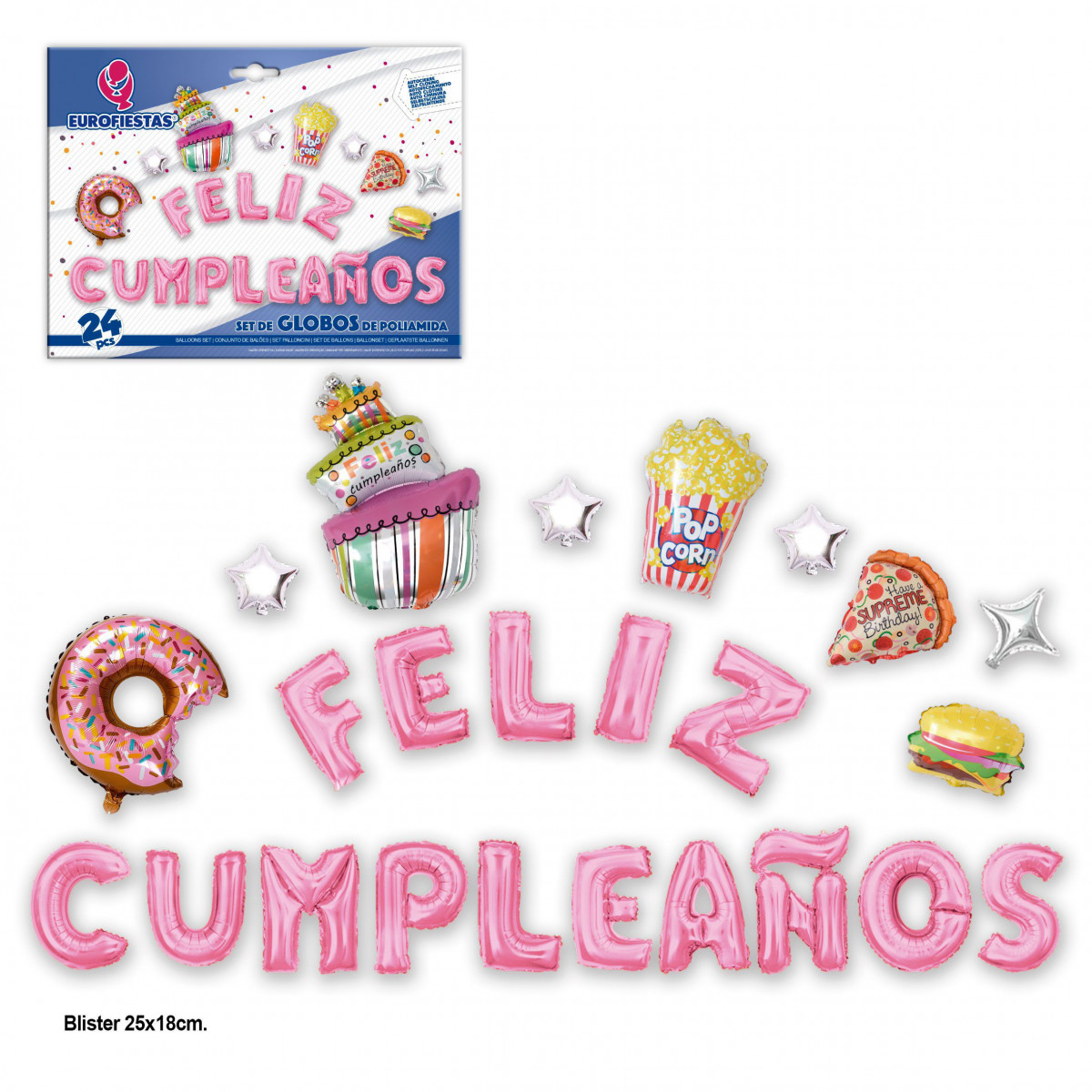 Set palloncini foil felice compleanno delizioso