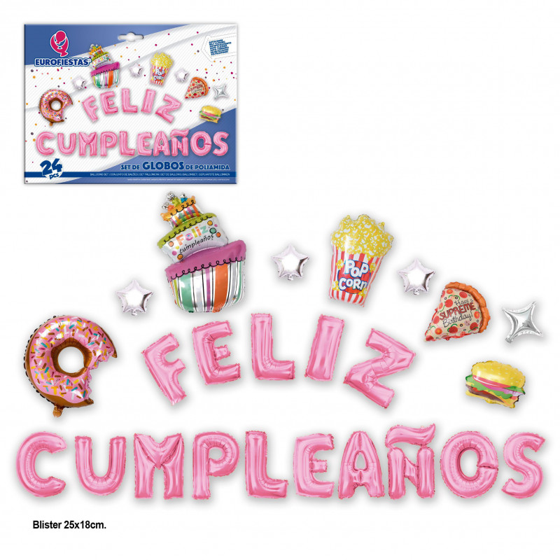 Set palloncini foil felice compleanno delizioso