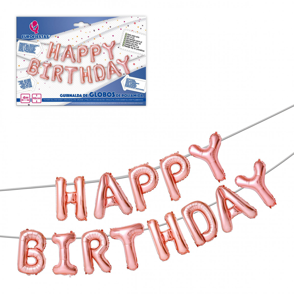 Set palloncini foil felice compleanno 40 cm oro rosa