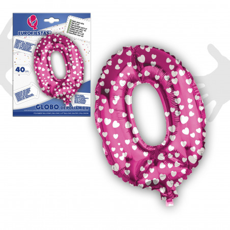 Globo foil 0 rosa 40cm