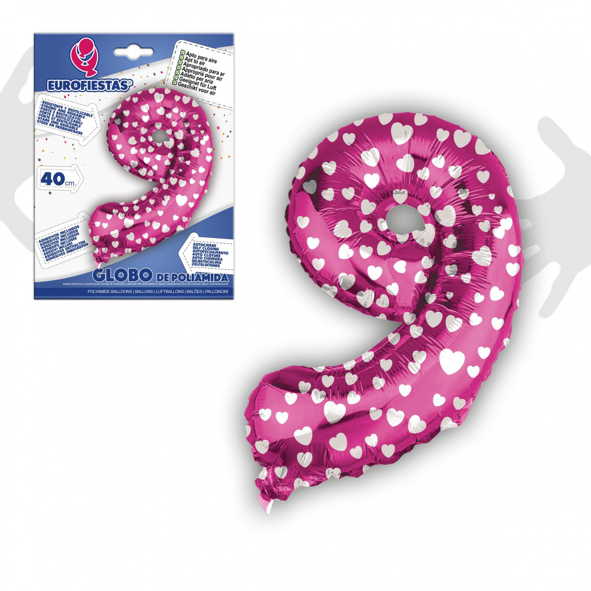 Globo foil 9 rosa 40cm