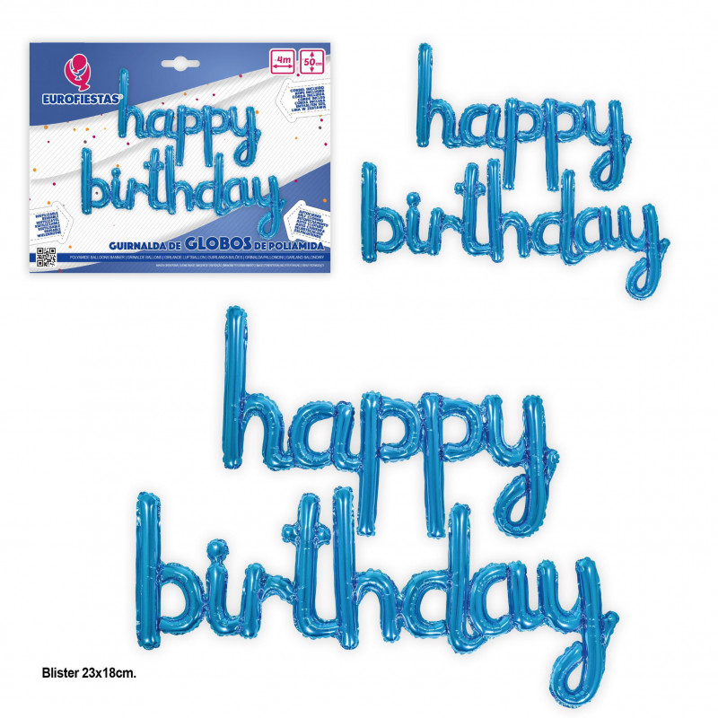 Set palloncini foil felice compleanno blu