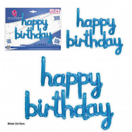 Set palloncini foil felice compleanno blu